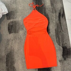 Windsor Bright Orange Backless Dress